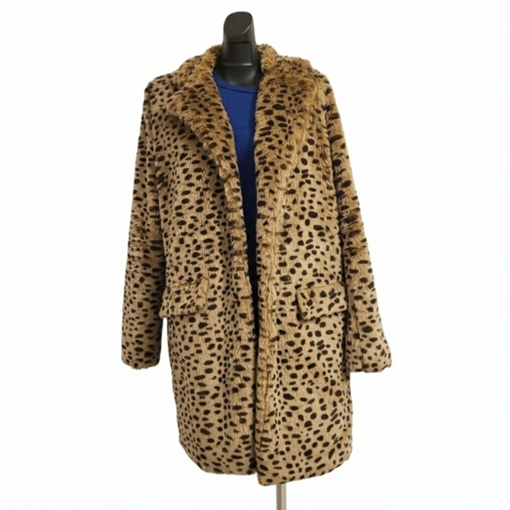 Leopard Print Teddy Coat - Tan Faux Fur Jacket
